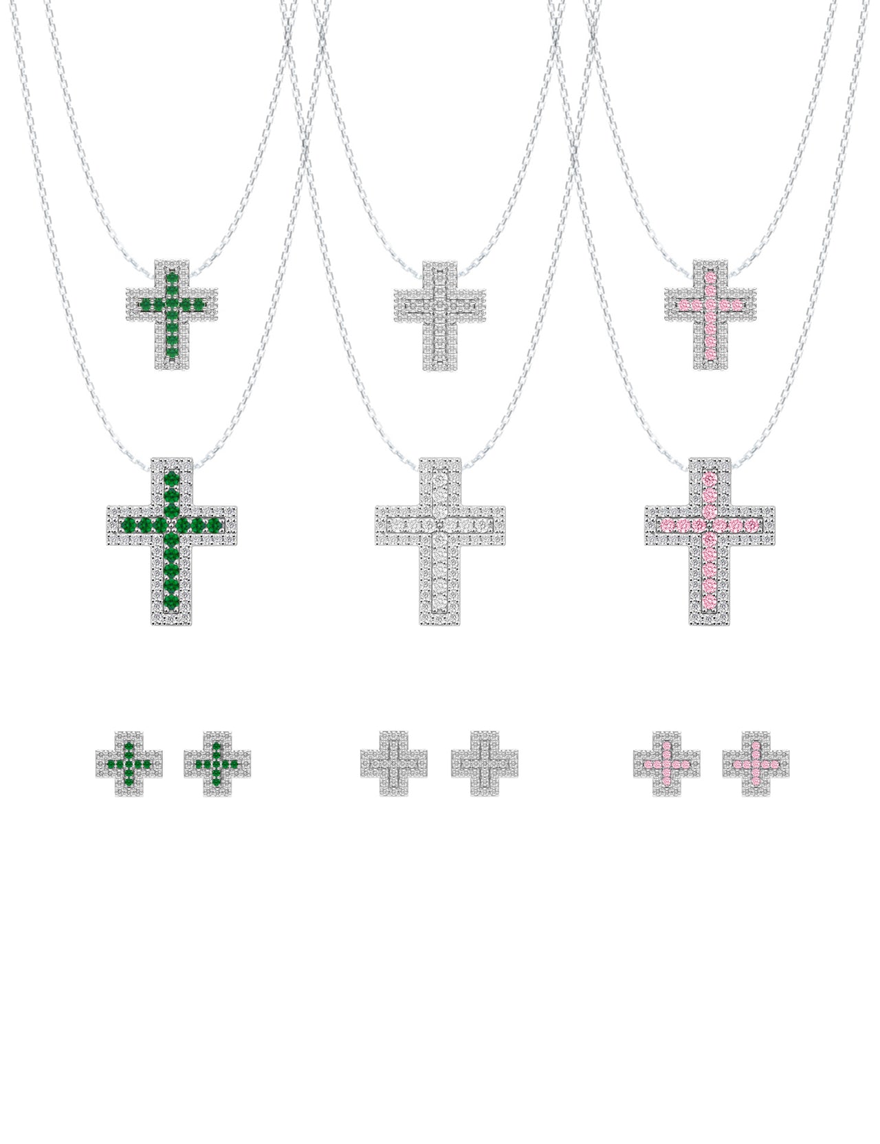 Ice double croce necklace set