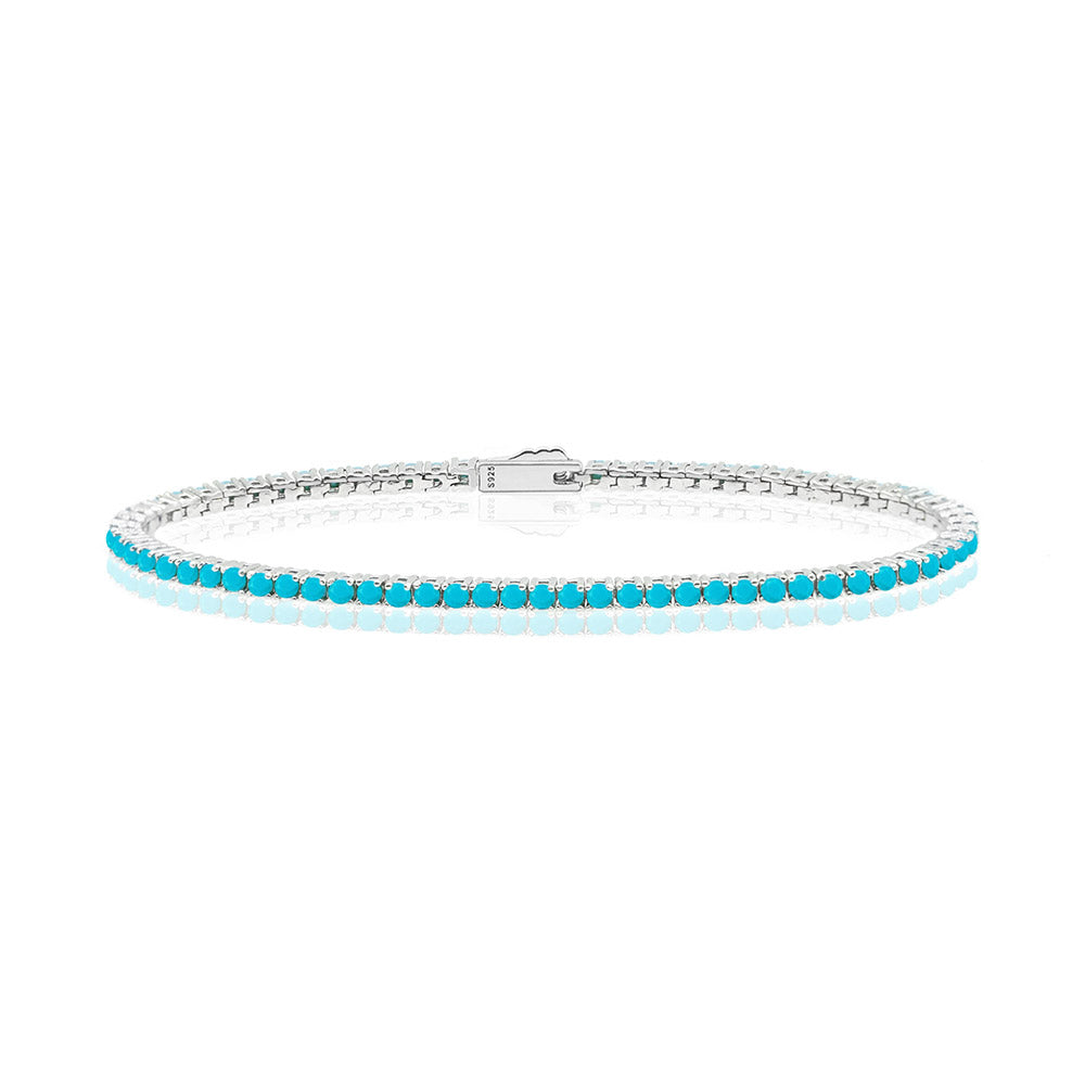 Turquoise tennis bracelet 2mm (WG)