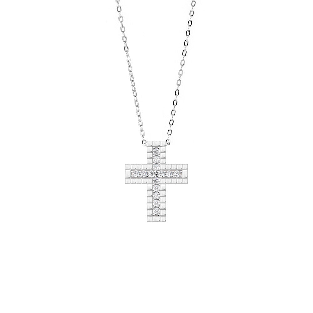 Ice cube croce necklace (WG)