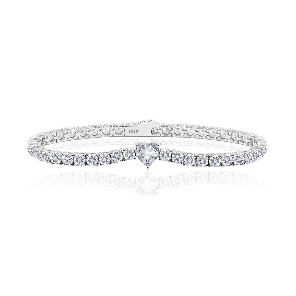 Ice single heart tennis bracelet (WG)