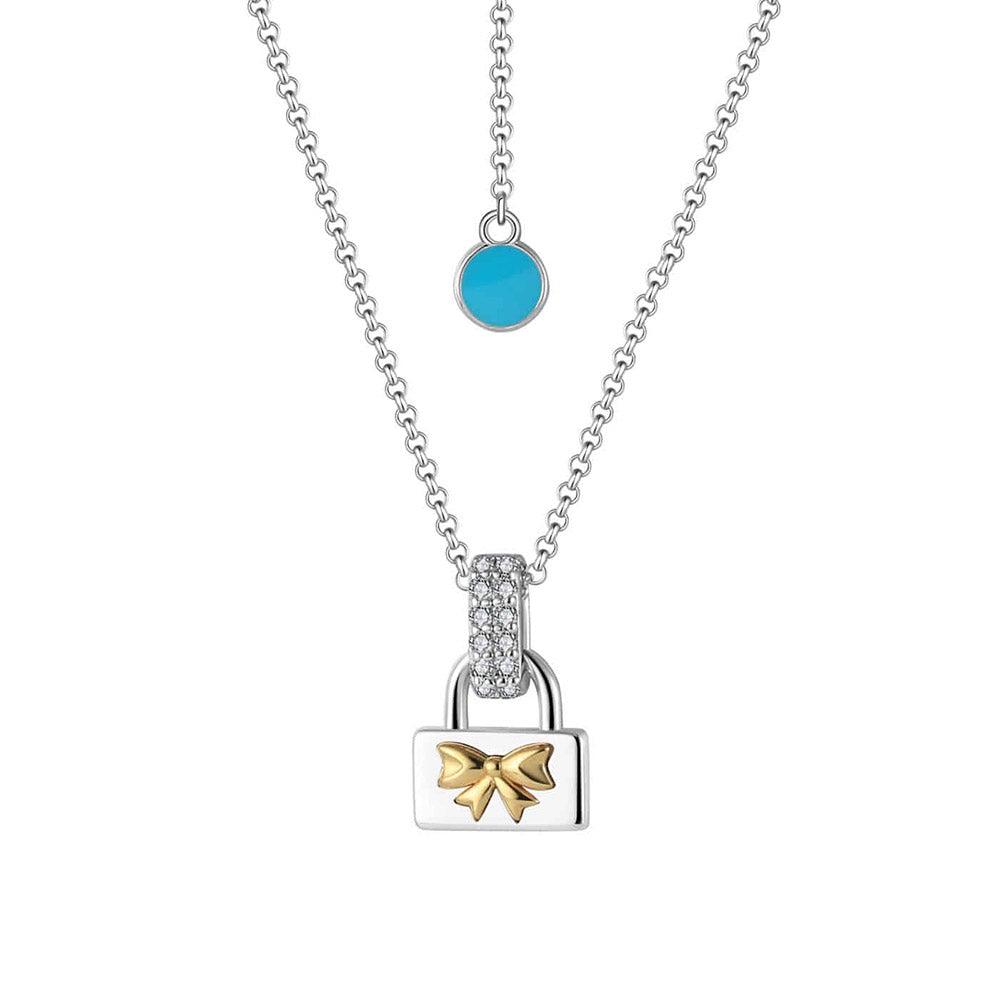 Ribbon flat lucchetto necklace (WG,G)