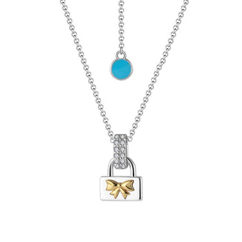 Ribbon flat lucchetto necklace (WG,G)