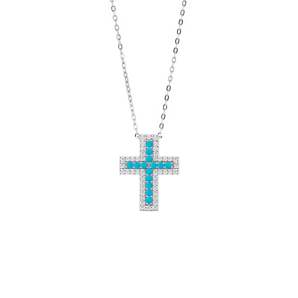 Ice croce necklace turquoise (WG)