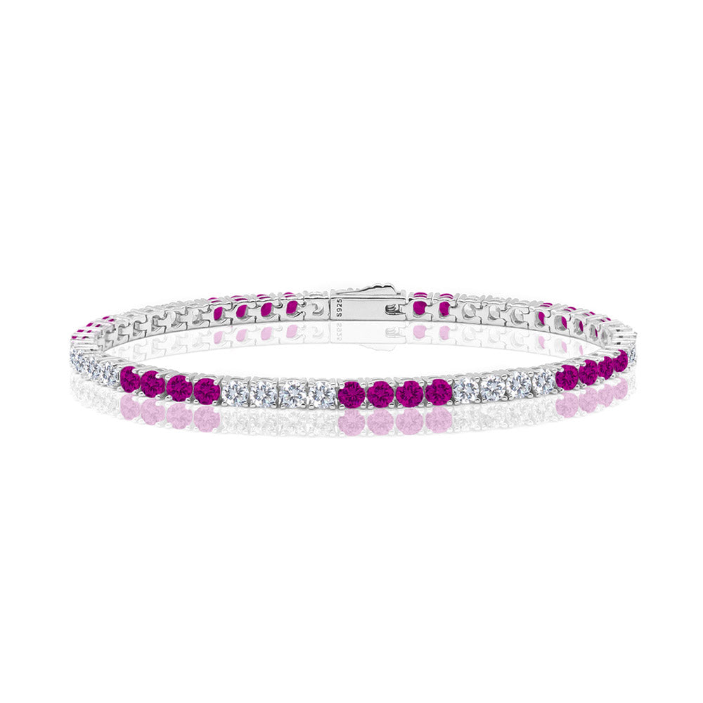 Ice tennis bracelet 3mm (WG+RUBY RED)
